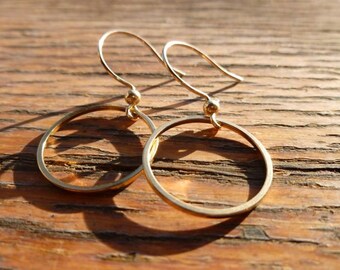 Gold or Rhodium circle hoop earrings