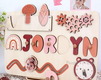 Rompecabezas de madera personalizado con nombre - Tablero de actividades, regalo para bebé, regalo de Navidad