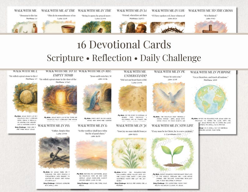Walk With Me Easter Devotional Cards • Holy Week Family Devotional ...