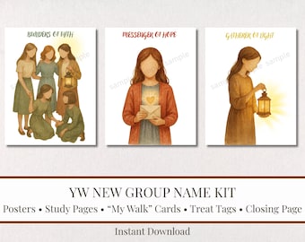 Carteles con el nuevo nombre del grupo de Mujeres Jóvenes + Tarjetas “Mi Camino” / Constructoras de la Fe, Mensajeras de la Esperanza, Recolectoras de Luz / Material Imprimible para Mujeres Jóvenes SUD