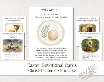 Tarjetas devocionales de Pascua Camina Conmigo • Devocional familiar de Semana Santa • Imprimible centrado en Cristo • Estudio de la Resurrección para niños y familias