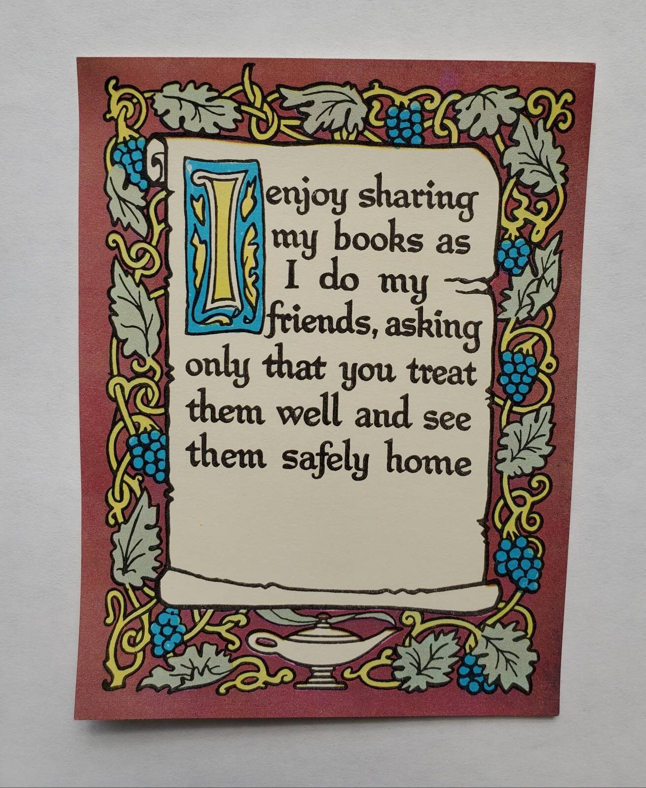 Vintage Book Plate Label, YOUR CHOICE: 5 Pieces 2 Colors, Brown or Wine ...
