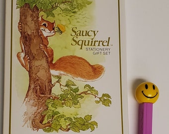 Vintage Current, Inc. Stationery "Saucy Squirrel" YOUR CHOICE: Just A Note w/seals; Note Cards; Writing Sheets, 1970-1980's Vintage Ephemera