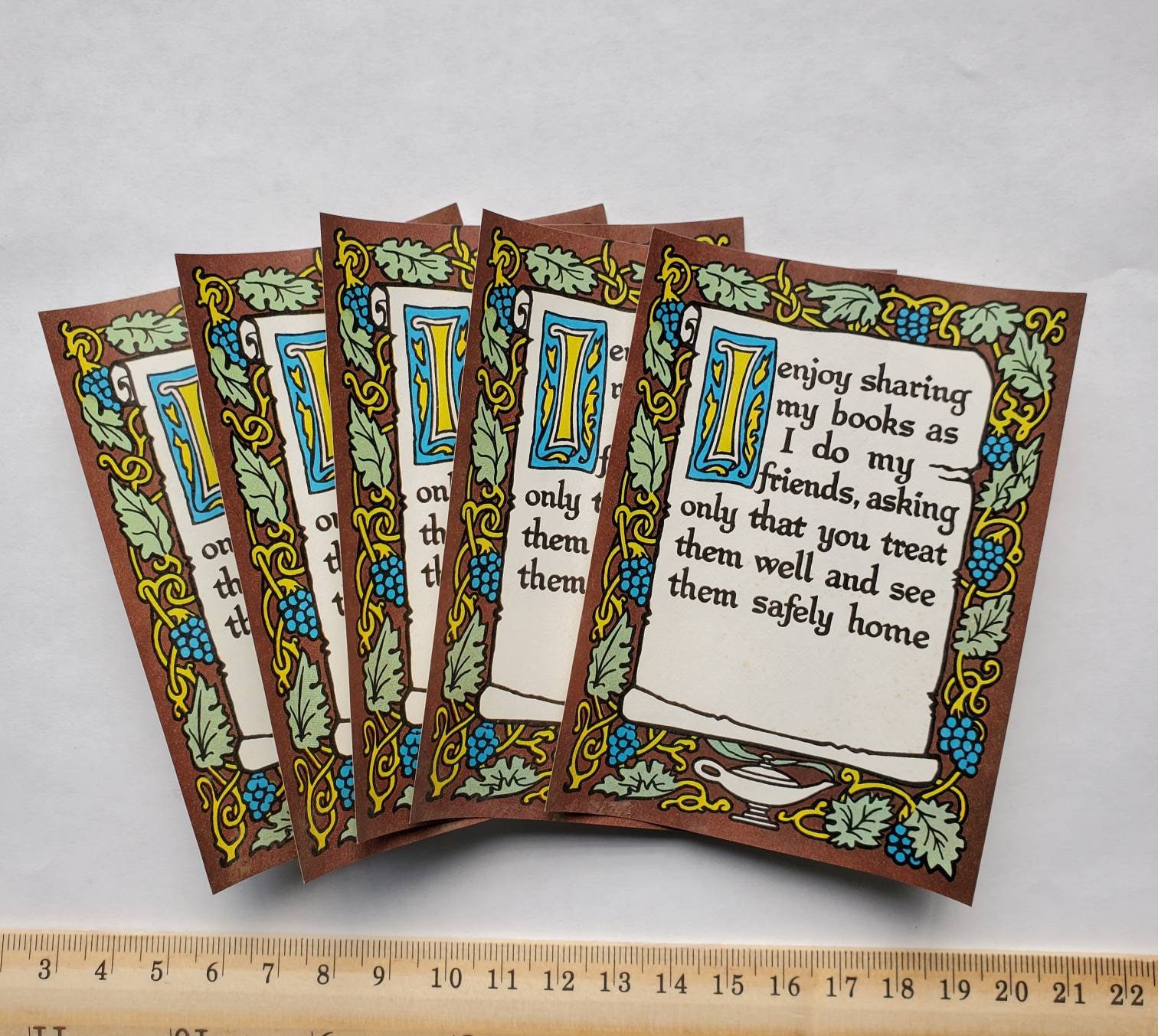 Vintage Book Plate Label, YOUR CHOICE: 5 Pieces 2 Colors, Brown or Wine ...