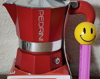 Cafetera italiana Pedrini Moka roja, percoladora de aluminio para estufa, color aroma