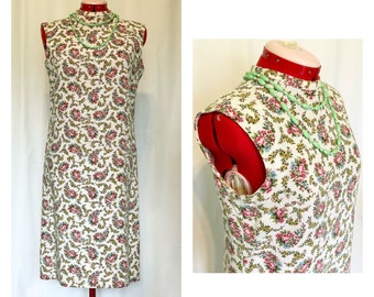 Vintage 1960s Sleeveless Floral Shift Dress