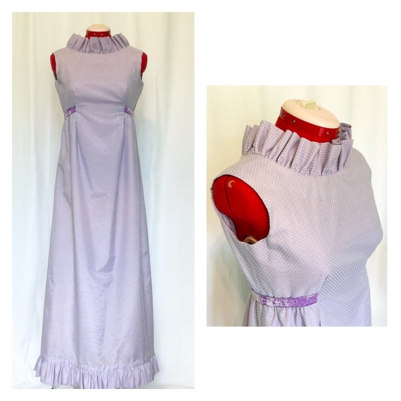 Authentic Vintage 1970s Sleeveless Lilac Maxi Dre… - image 1