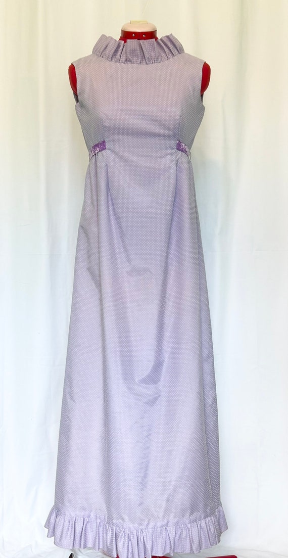 Authentic Vintage 1970s Sleeveless Lilac Maxi Dre… - image 2