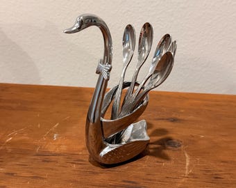 Stainless steel vintage swan mini spoon for dessert or caviar mint condition