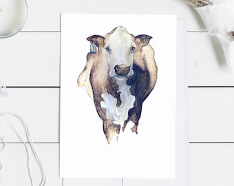 Watercolor Note Card - Farm Animal - Note Card - Blank Inside