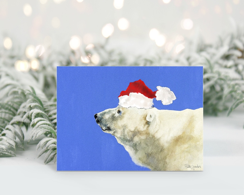 Polar Bear Christmas Card Wildlife Holiday Cards Whimsical Etsy