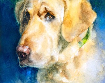 Dog Notecard - Yellow Labrador Retriever - Watercolor Animal Art