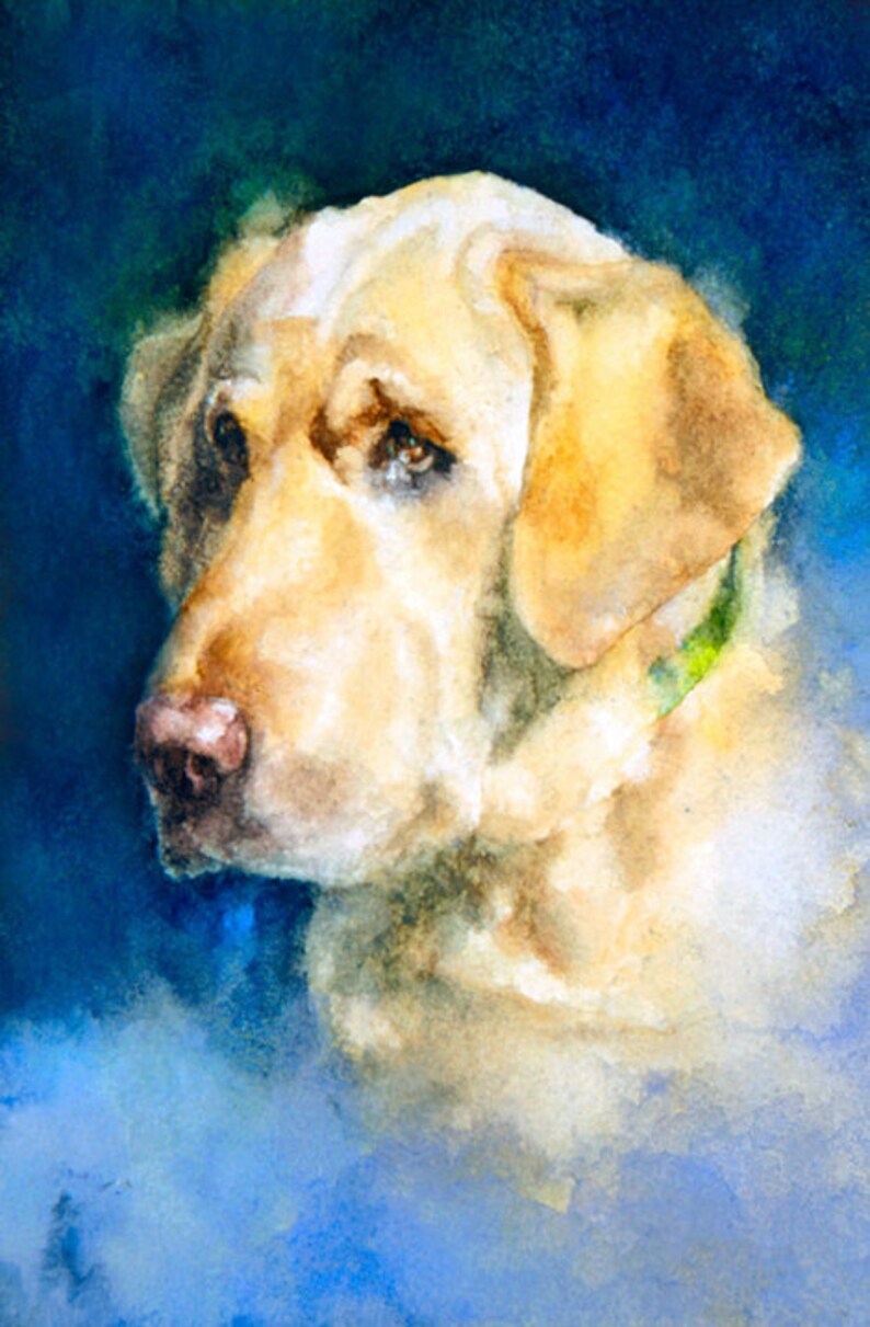 Dog Notecard Yellow Labrador Retriever Watercolor Animal Art image 1