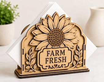SVG Porte-Serviettes Personnalisé Découpe Laser, SVG Porte-Serviettes en Bois, Fichier Support à Serviettes Glowforge, Motif Décoratif CNC