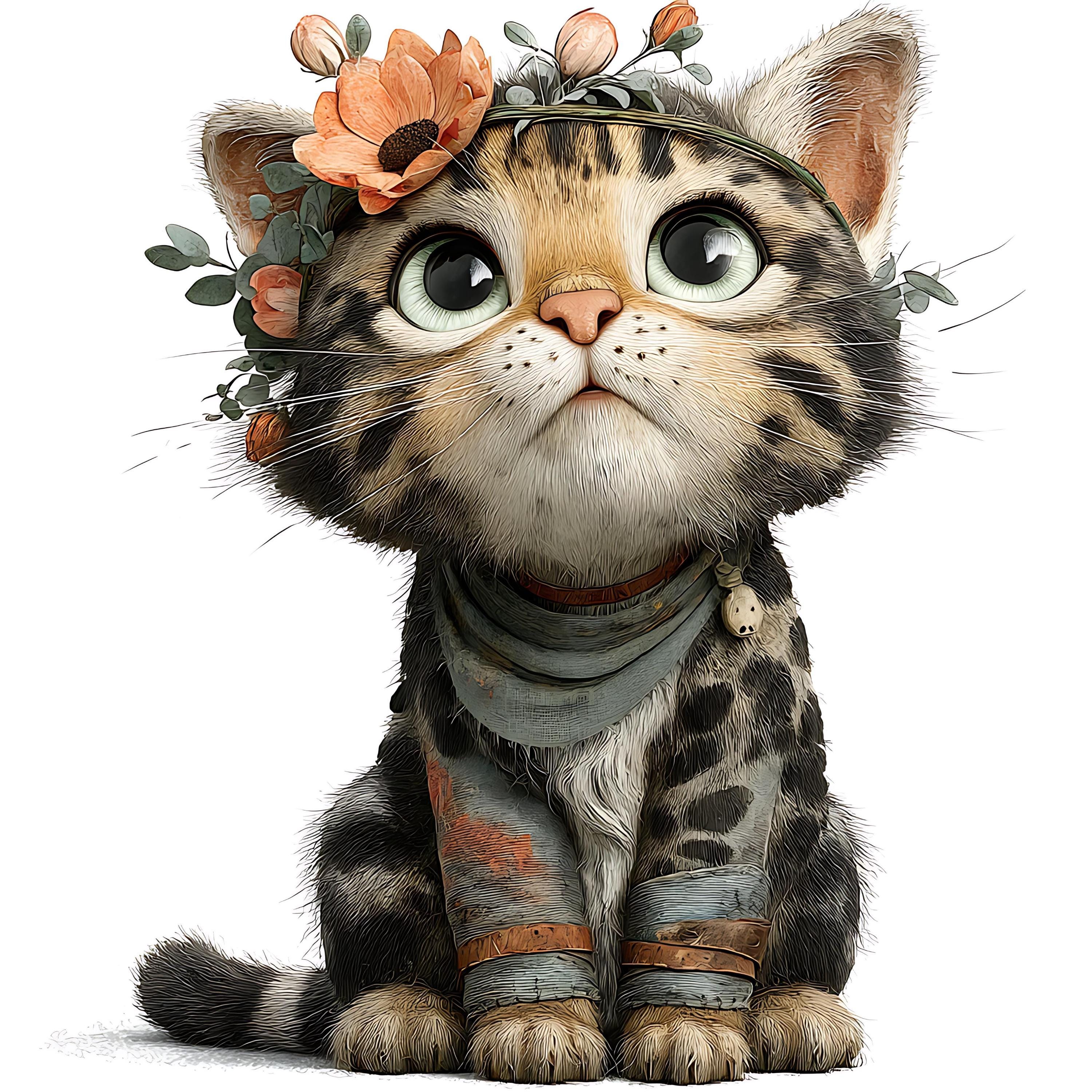 Floral Kitten Nursery Wall Art Prints, Watercolor Baby Girl Room Decor ...