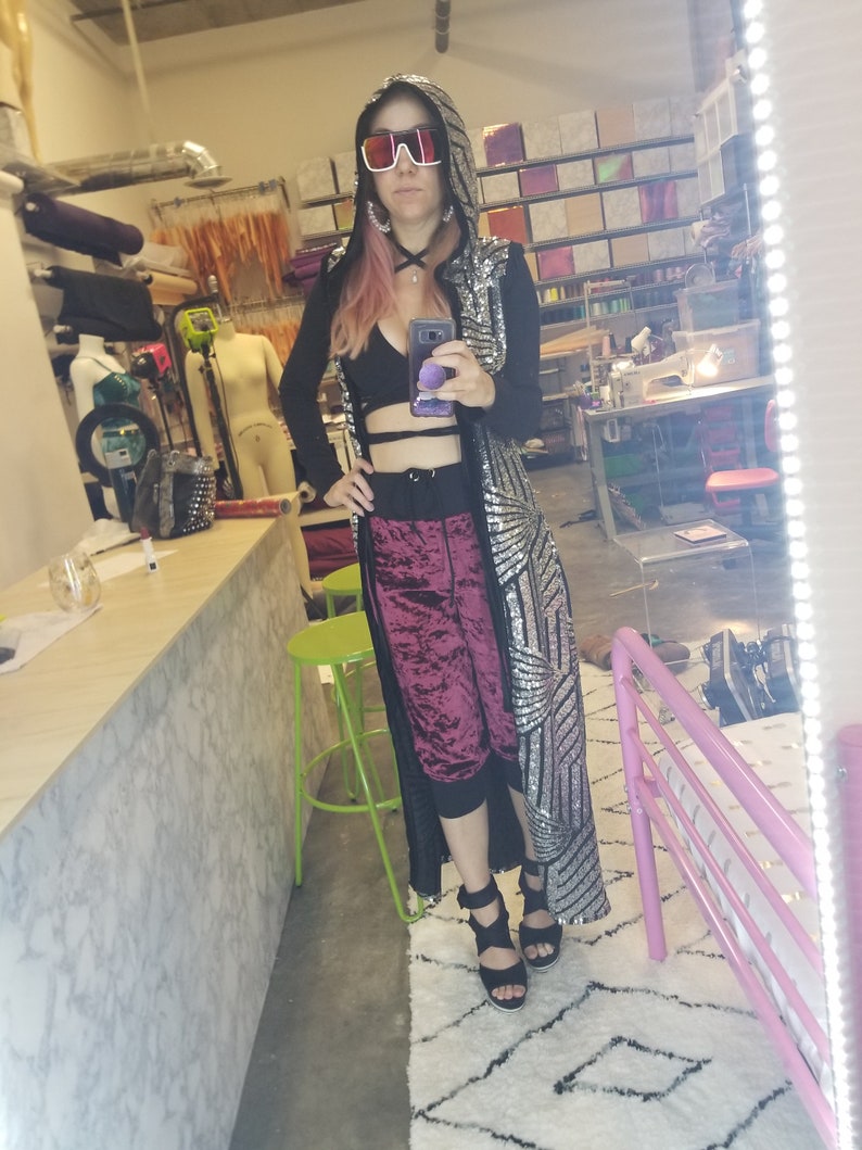 Sequin Hooded Duster