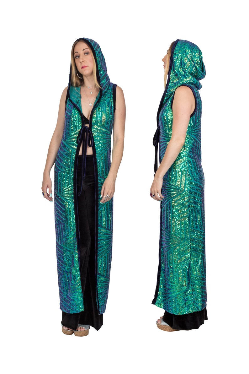 Sequin Hooded Duster