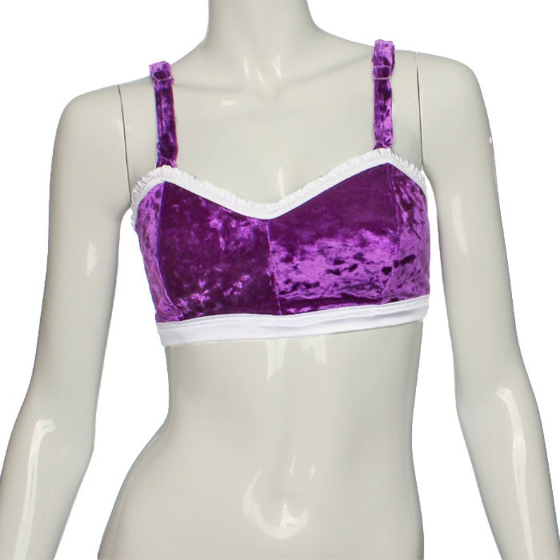 Velvet Pin Up Bralette White Ruffles