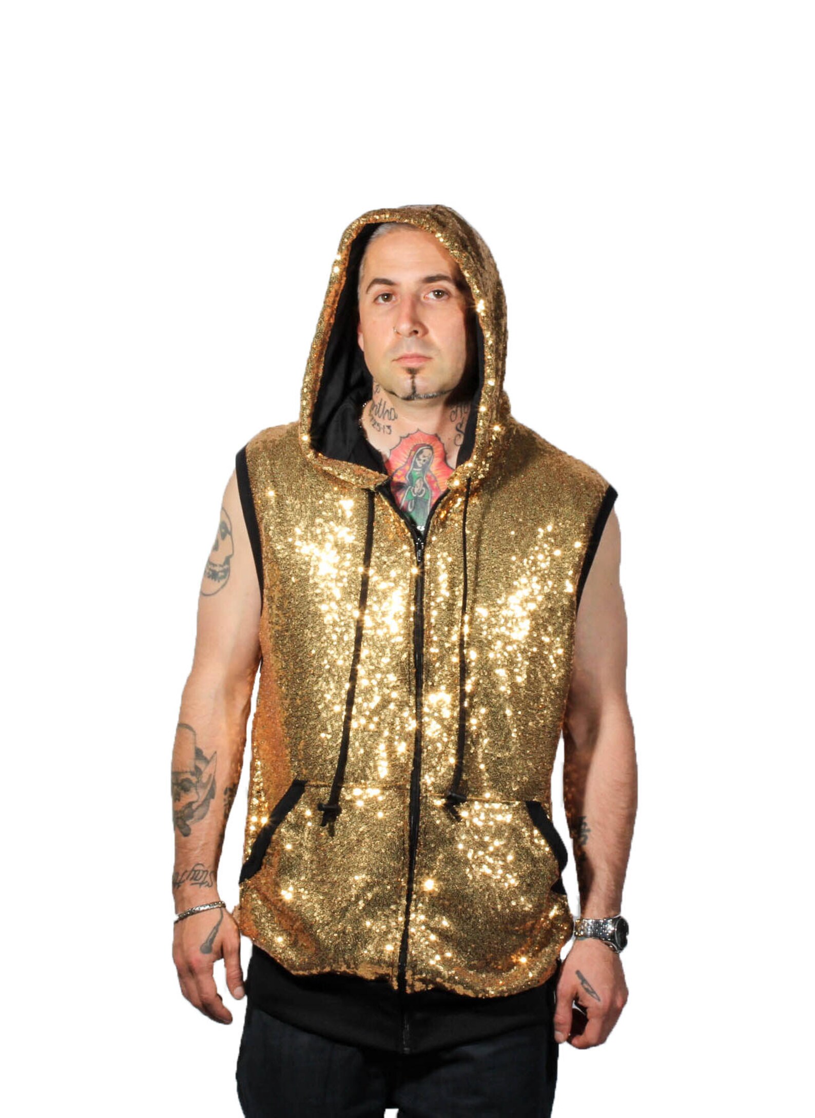Gold sequin hoodie Clearance