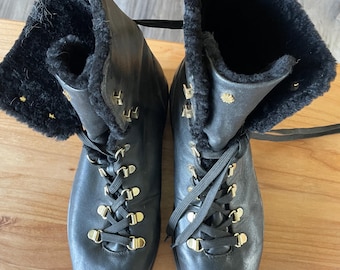 Rozmiar 9,5 damskie buty Stuart Weitzman Oceane sznurowane z owczej skóry z podszewką, czarne, doskonałe