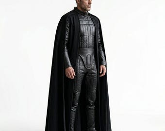 Darth Vader Cosplay Costume Quilted Armor Undersuit  Flight Suit Cape & Robe - Star Wars Men's Sith Suit Halloween Outfit
