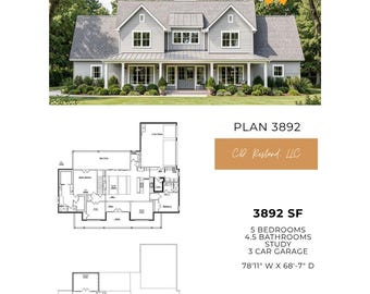 Casa de campo moderna de 2 plantas y 3892 pies cuadrados con balcón/5 dormitorios/4,5 baños