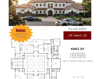 Casa de estilo mediterráneo de 6962 pies cuadrados (PDF y AutoCAD)
