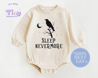 Sleep Nevermore Baby Romper Natural Cotton Raven Design Bodysuit Onesie®