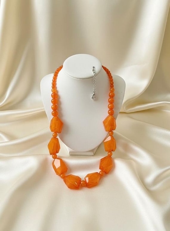 Chunky Orange Lucite Necklace