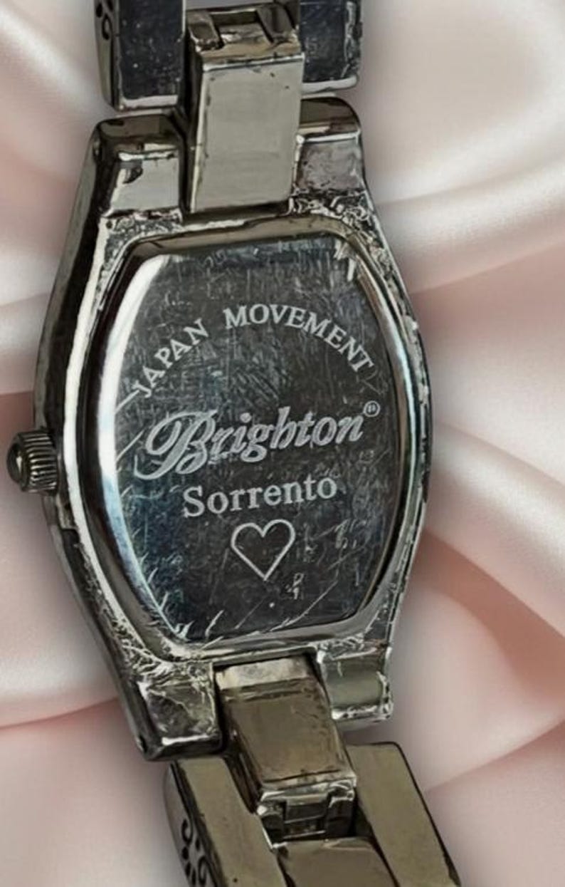 Rare and Retired Vintage Brighton Sorrento Silver Ornate Bracelet Watch with Heart Detail image 6