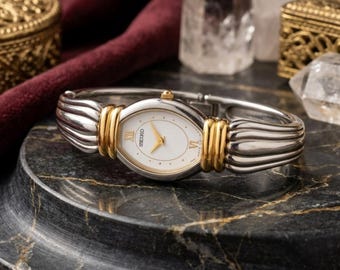 Reloj de cóctel bicolor Seiko vintage de los años 90 para mujer