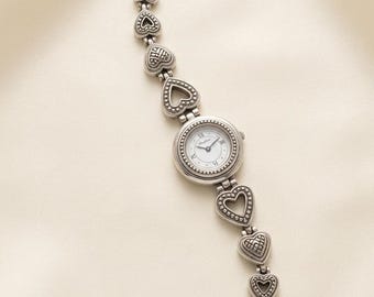 Vintage Brighton Genoa Two-Tone Heart Link Toggle Clasp Watch