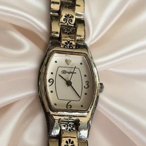 Rare and Retired Vintage Brighton Sorrento Silver Ornate Bracelet Watch with Heart Detail image 5