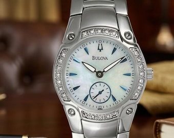 Bulova 96R55 dameshorloge Echte diamanten ring parelmoer