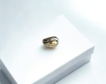 Anillo vintage modernista bicolor de oro de 14 quilates y plata de ley, talla 6.