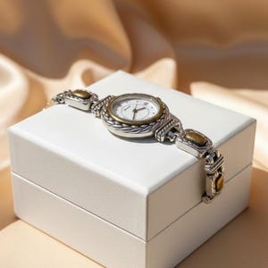 Vintage Brighton Nantucket Uhr zweifarbig Gold und Silber