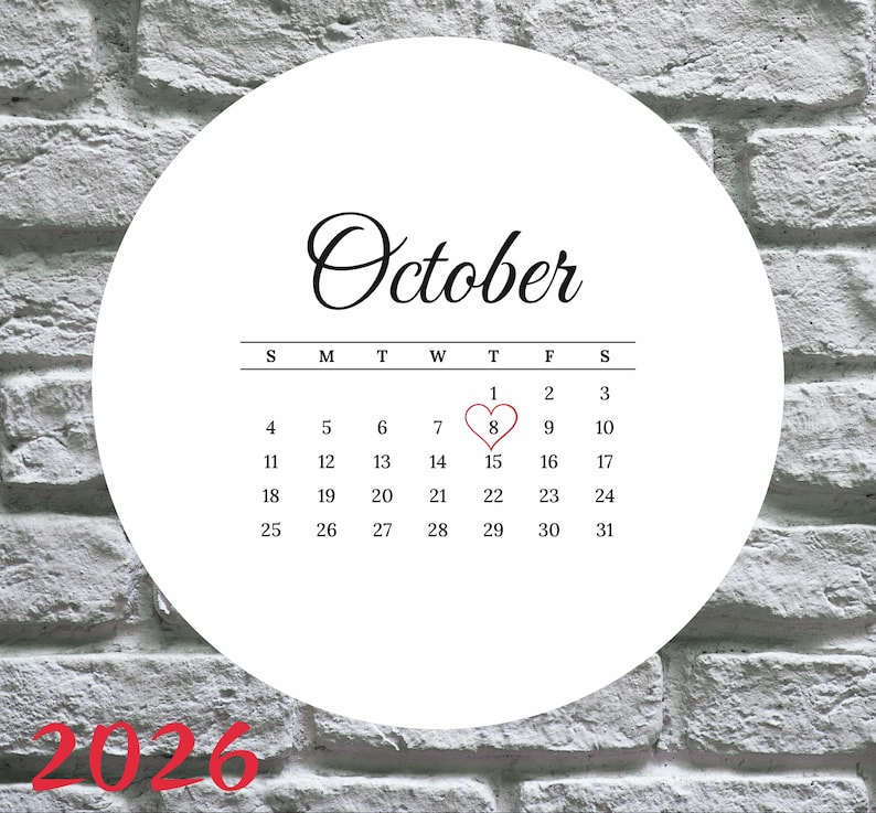 OCTOBER 2026 ONLY Calendar PNG: Cricut, Edible Image, Print Templates ...