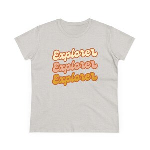 Explorer Script Repeat tee | Retro Wanderlust Typography T-Shirt image 2
