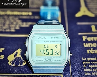 Casio F-91WS-2 | Original LCD | MOD | LED Backlight Replacement | Metal “Silver” Strap | Crafted by Japanese Artisans.