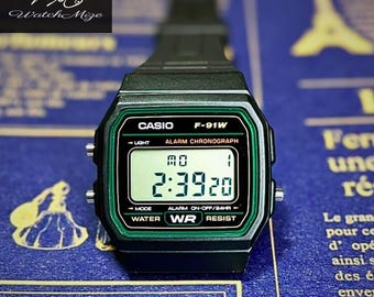Casio F-91W-3JH | Genuine LCD | MOD | LED Backlight Replacement | Silicon “Black” Strap | Crafted by Japanese Artisans.