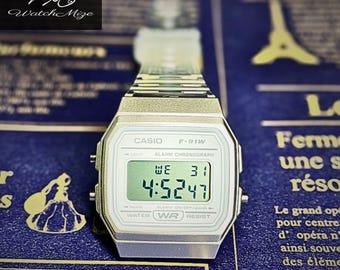 Casio F-91WS-7 | Original LCD | MOD | LED Backlight Replacement | Metal “Silver” Strap | Crafted by Japanese Artisans.
