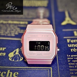 Specialdesignad Casio F-91WS-4JH | Inverterad LCD-skärm | Modifierad | Ersättning för LED-bakgrundsbelysning | Metallarmband i silverfärg | Tillverkad av japanska hantverkare