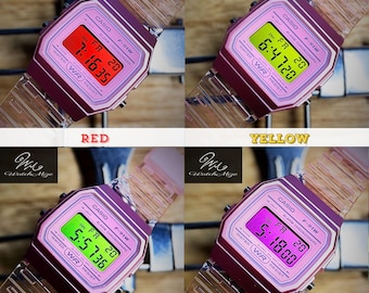 Custom Casio F-91WS-4| Warm-toned Color LCD | MOD | LED Backlight Replacement | Metal “Silver” Strap | Crafted by Japanese Artisans.