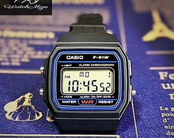 Casio F-91W-1JH | Genuine LCD | MOD | LED Backlight Replacement | Silicon “Black” Strap | Crafted by Japanese Artisans.