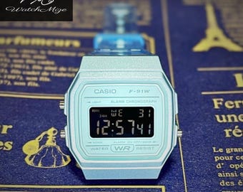 Custom Casio F-91WS-2 | Inverted "Negative" LCD | MOD | LED Backlight Replacement | Metal “Silver” Strap | Crafted by Japanese Artisans.