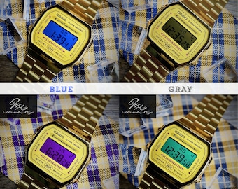 CASIO A168WG-9 PERSONALIZADO | Pantalla LCD a color de tonos fríos | MOD | Retroiluminación EL | Correa metálica "dorada" | Fabricado por artesanos japoneses