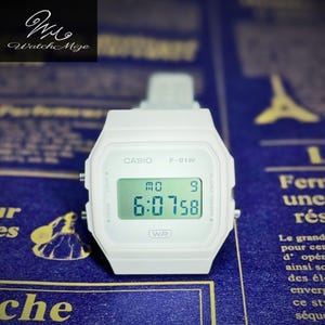 CASIO F-91WB-7AJF | Original LCD | Modifierad | Ersättning för LED-bakgrundsbelysning | Silikonarmband "svart" | Tillverkad av japanska hantverkare