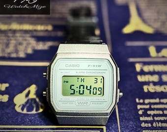 CASIO F-91WS-8 | Genuine LCD | MOD | Led Backlight Replacement | Metal “Silver” Strap | Handcrafted by Japanese Artisans
