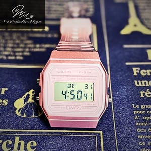 CASIO F-91WS-4JH | Original LCD-klocka | Modifierad | Ersättning för LED-bakgrundsbelysning | Metallarmband i silverfärg | Tillverkad av japanska hantverkare