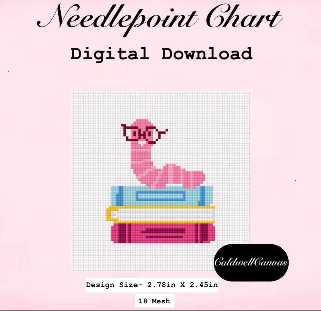 Bookworm | Needlepoint Chart | Digital Download - Etsy UK